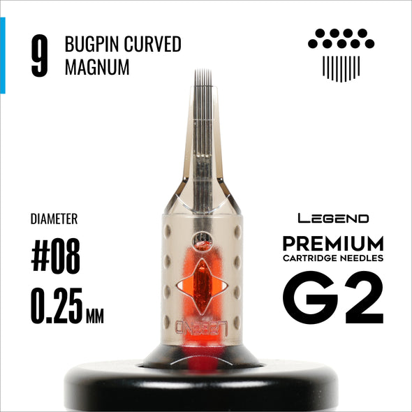 Legend Premium Cartridges G2 (2nd Gen) - Bugpin Curved Magnums - #8 (0.25mm) - 20/Box