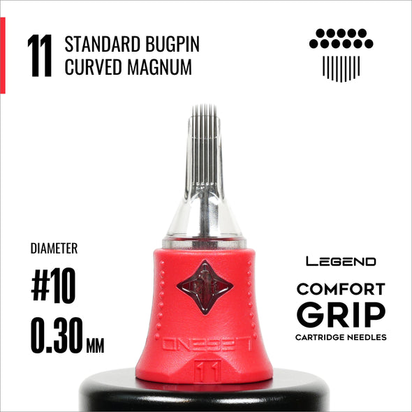 Legend Comfort Grip Cartridges - Standard Bugpin Curved Magnums - #10 (0.30mm) - 20/Box